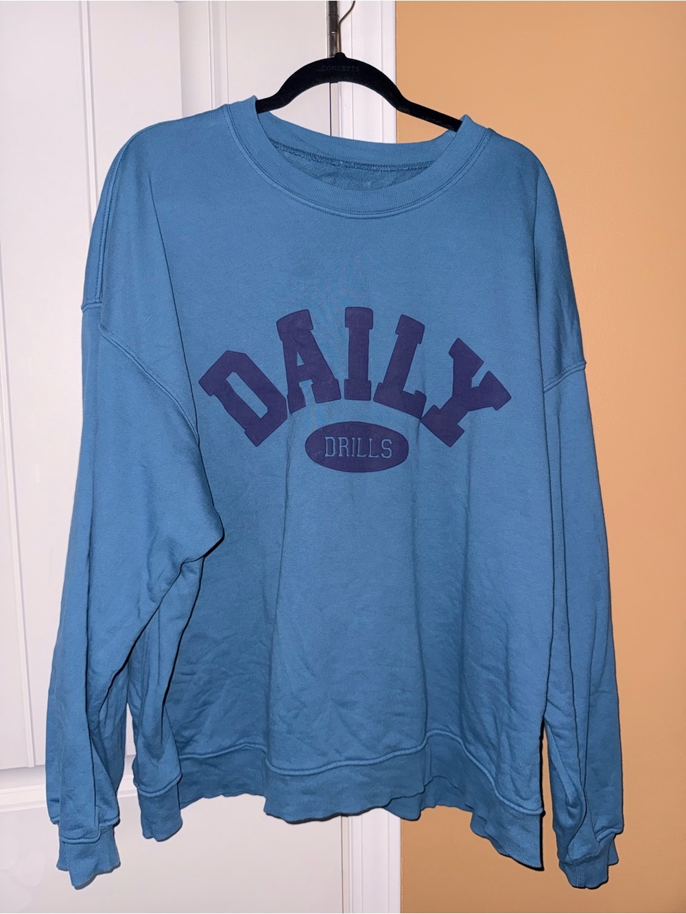 Daily Drills Blue Crewneck Sweatshirt with Purple Graphic